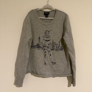 POLO Ralph Lauren Gray Sweater Embroidered Girl NY Size 8-10